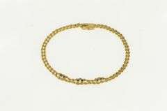 14K Yellow Gold Sapphire Ornate Rope Link Vintage Chain Bracelet