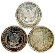 3 Different Morgan Silver Dollars: 1879, 1896, & 1921