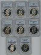8 Diff. Near Perfect Proof Eisenhower Dollars 1971-S to 1976-S. PCGS PR69DCAM