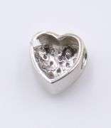 Sparkling Pave Diamond Heart Charm in White Gold