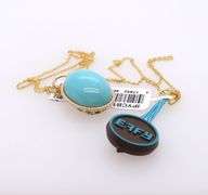 New Effy Gemma Oval Turquoise Pendant Necklace in 14K