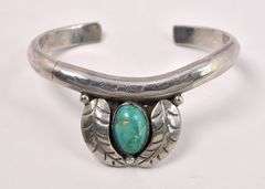Turquoise Cuff Bracelet In Sterling Silver