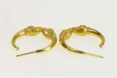 18K Yellow Gold Aries Zodiac Sign Ram Ornate Vintage Hoop Earrings