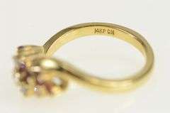 14K Yellow Gold Diamond Ruby Wavy Band Vintage Statement Ring