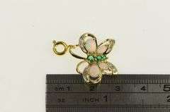 10K Yellow Gold Ornate Syn. Emerald & Opal Butterfly Charm/Pendant