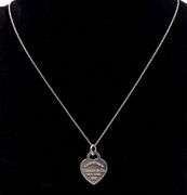 Pre-Owned Genuine Tiffany & Co. Heart Pendant Necklace In Sterling Silver