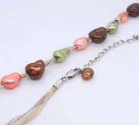 925 Sterling Silver Multi Color Pearl Necklace