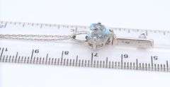 Vintage 925 Sterling Silver Blue Cubic Zirconia Key Pendant on Chain Necklace
