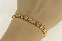 18K Rose Gold Pave Diamond 8mm Omega Chain Statement Bracelet