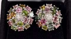 Opulent 6.45CTW Tourmaline & 0.28CTW Diamond Earrings in Sterling Silver