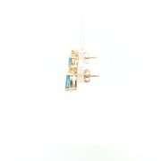 14K Yellow Gold Pear Blue Topaz Diamond Accent Vintage Stud Earrings