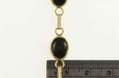 14K Yellow Gold Oval Black Onyx Vintage Statement Chain Bracelet