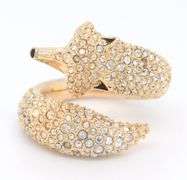Swarovski Yellow Gold Plating Crystal March Fox Motif Ring
