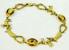 Wonderful 10K Gold Western Theme Bracelet