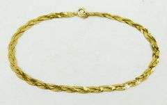 14K Yellow Gold Woven Herringbone Bracelet