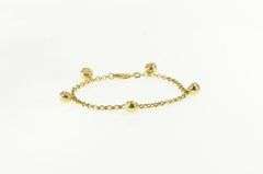 14K Yellow Gold Vintage Puffy Moon Face Fringe Tassel Chain Bracelet