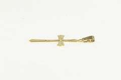 14K Yellow Gold Diamond Inset Retro Cross Christ Faith Charm/Pendant