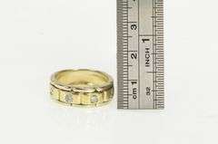 14K Yellow Gold Diamond Watch Chain Pattern Wedding Band Ring
