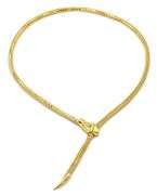 Polished Italian Snake Head Woven Necklace in 14K