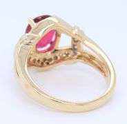 Charming Yellow Gold 3ct Pink Tourmaline and Diamond Pave Ring