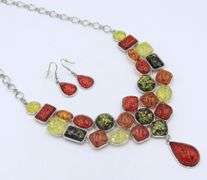Chunky Baltic amber Necklace and Earrings Set