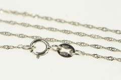 14K White Gold 1.0mm Rolling Chain Vintage Simple Link Necklace