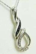 Sterling Black & White Diamond Pendant & Chain