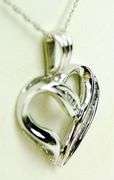 10K White Gold Diamond Heart Necklace
