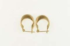 14K Yellow Gold 18.1mm Twist Design Vintage Statement Hoop Earrings
