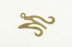 14K Yellow Gold W M Cursive Letter Monogram Name Initial Charm/Pendant