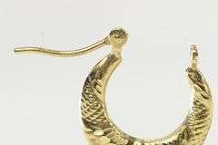 14K Yellow Gold 14.6mm Textured Puffy Twist Fashion Hoop Earrings