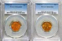 Superb Gem BU 1952D & 1952S Mint Lincoln Cents Both PCGS MS 66 Red!