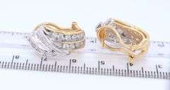 Attractive 1.50ctw Two Tone Baguette and Round Diamond Earrings