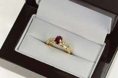 18K Yellow Gold Ctw Natural Ruby Diamond Engagement Ring