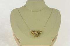 14K Yellow Gold Natural Ruby Chevron Ornate Triangle Slide Pendant