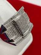 MEN'S 10K WHITE GOLD AND DIAMOND RING