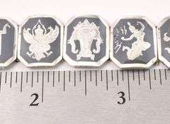 Vintage Siam Niello Mekkala Panel Link Bracelet In Sterling Silver