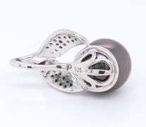 Set of 925 Sterlng SilveGrey Pearl Earrings and Pendant