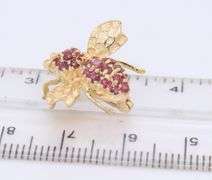 Attractive Yellow Gold Ruby Bee Pin