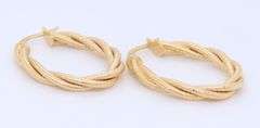 Gorgeous Yellow Gold Oval Twisted Hoop Earrings