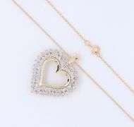 Sparkling Yellow Gold Double Halo Diamond Heart Shaped Pendant on Chain