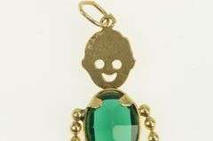 14K Yellow Gold May Birthstone Baby Syn. Emerald Boy Charm/Pendant