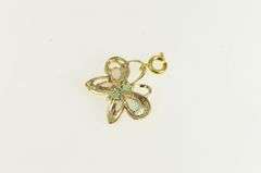 10K Yellow Gold Ornate Syn. Emerald & Opal Butterfly Charm/Pendant