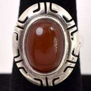 Carnelian Gem Ring In Sterling Silver