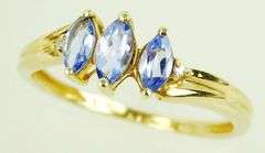 10K Tanzanite Ring with Diamond Accents, Size 6.75