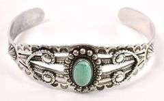 Turquoise Cuff Bracelet In Sterling Silver