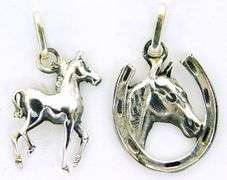 2 Fine Sterling Silver Horse Pendants