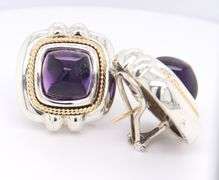 Tiffany & Co Amethyst Cab Silver and Gold Earrings