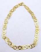 Hammered Circle Link Necklace in 18K