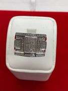 MEN'S 10K WHITE GOLD AND DIAMOND RING
